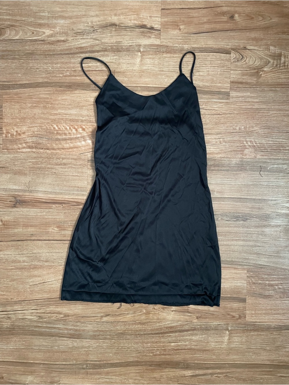 90s Vintage Betsey Johnson Black Satin Slip Dress Chemise Size M